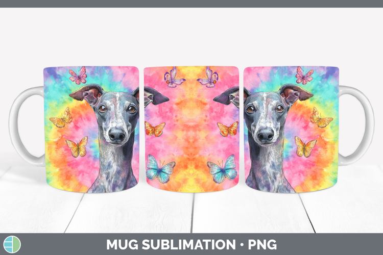 Greyhound Dogs 01 Tie Dye Mug Wrap Sublimation Design
