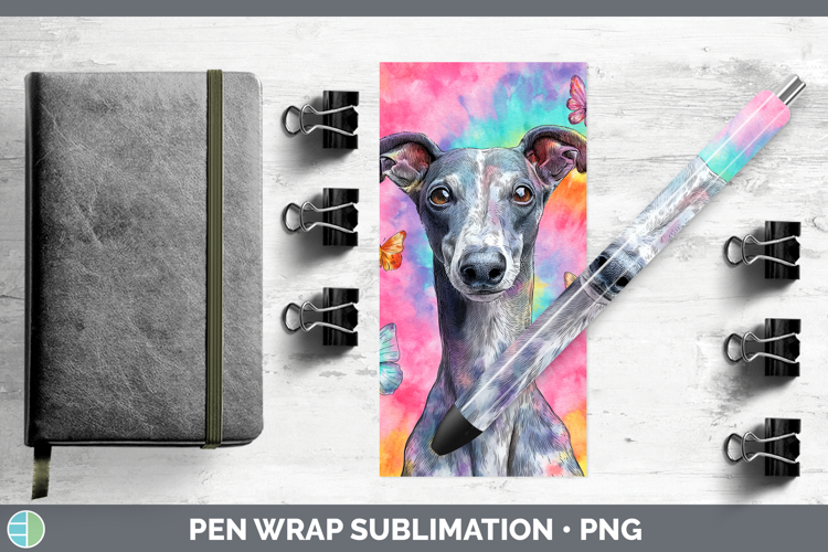 Greyhound Dogs 01 Tie Dye Pen Wrap Sublimation Design