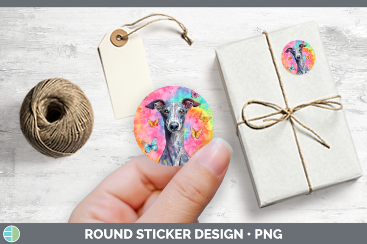 Greyhound Dogs 01 Tie Dye Stickers Design