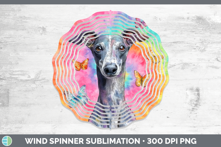 Greyhound Dogs 01 Tie Dye Wind Spinner Sublimation Design