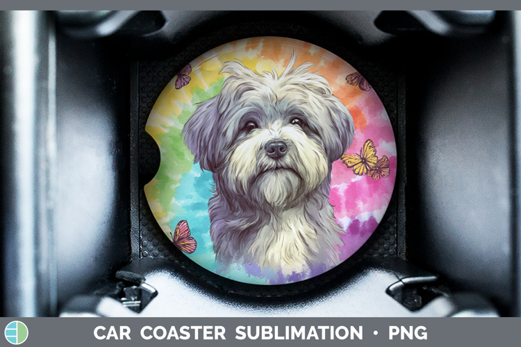 Lhasa Apso Dogs 01 Tie Dye Car Coaster Sublimation Design