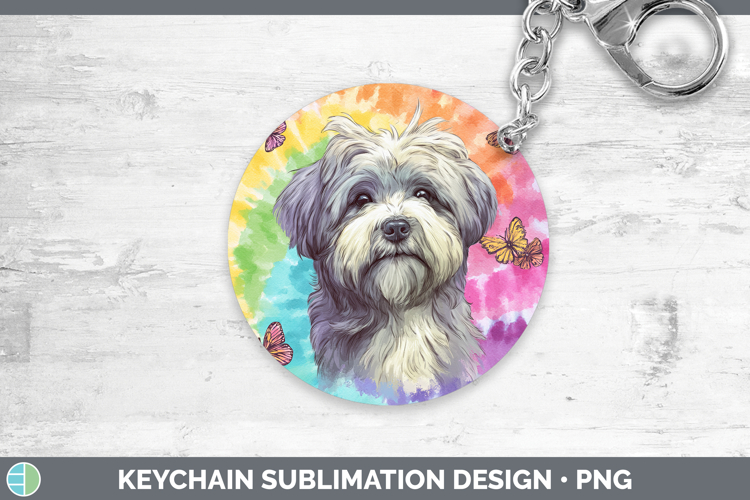 Lhasa Apso Dogs 01 Tie Dye Keychain Sublimation Design