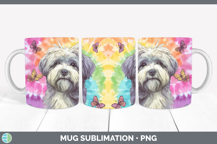 Lhasa Apso Dogs 01 Tie Dye Mug Wrap Sublimation Design