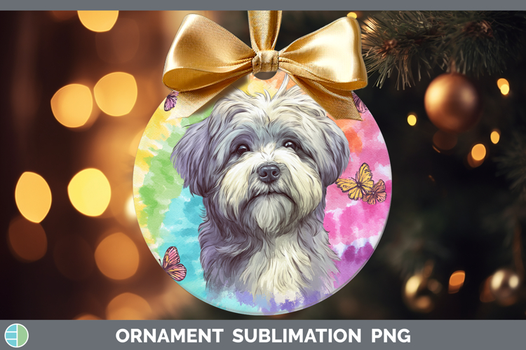 Lhasa Apso Dogs 01 Tie Dye Ornament Sublimation Design
