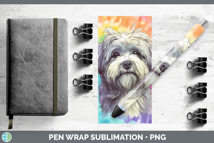 Lhasa Apso Dogs 01 Tie Dye Pen Wrap Sublimation Design