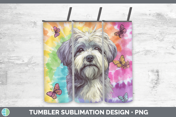 Lhasa Apso Dogs 01 Tie Dye Tumbler Sublimation Design