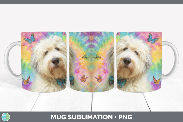 Old English Sheepdog Dogs 01 Tie Dye Mug Wrap Sublimation De