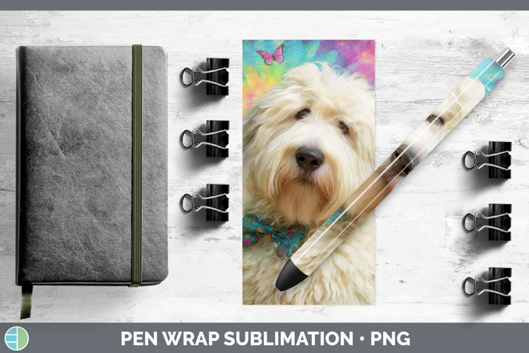 Old English Sheepdog Dogs 01 Tie Dye Pen Wrap Sublimation De