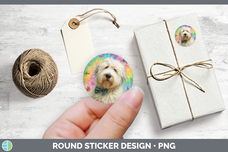 Old English Sheepdog Dogs 01 Tie Dye Stickers Design
