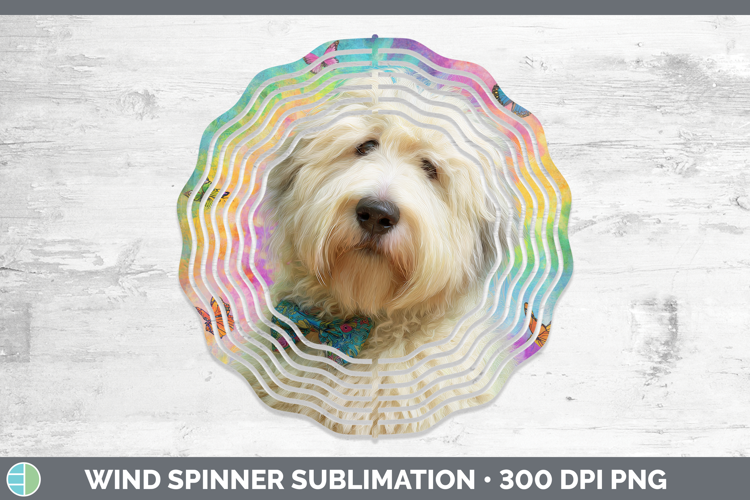 Old English Sheepdog Dogs 01 Tie Dye Wind Spinner Sublimatio