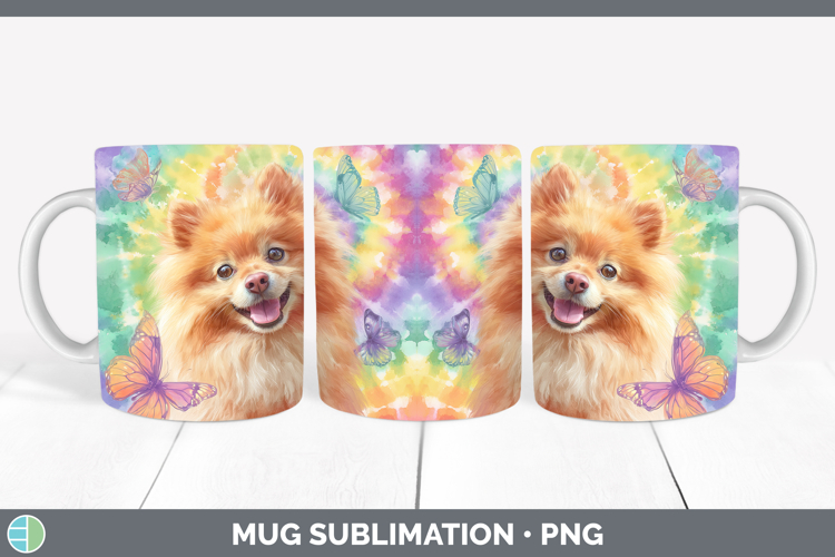 Pomeranian Dogs 01 Tie Dye Mug Wrap Sublimation Design