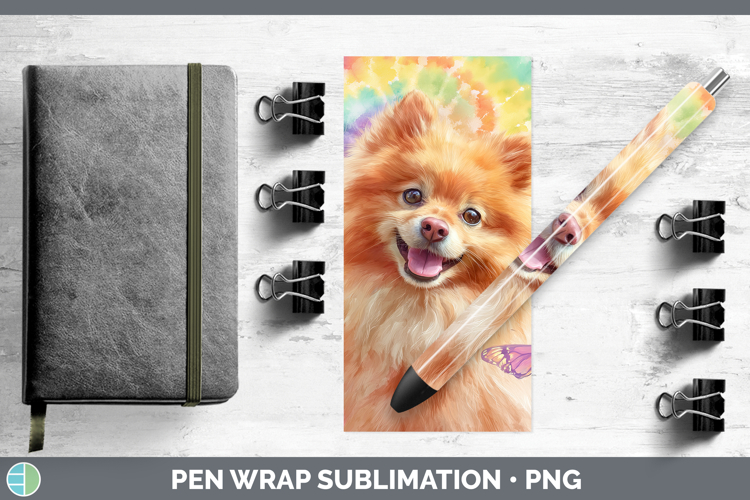Pomeranian Dogs 01 Tie Dye Pen Wrap Sublimation Design