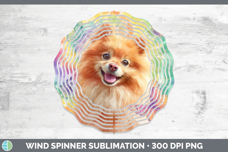 Pomeranian Dogs 01 Tie Dye Wind Spinner Sublimation Design
