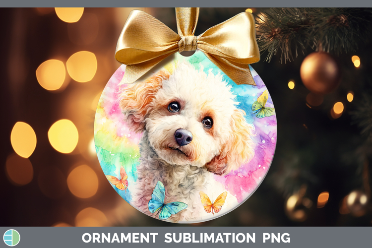 Poodle Dogs 01 Tie Dye Ornament Sublimation Design