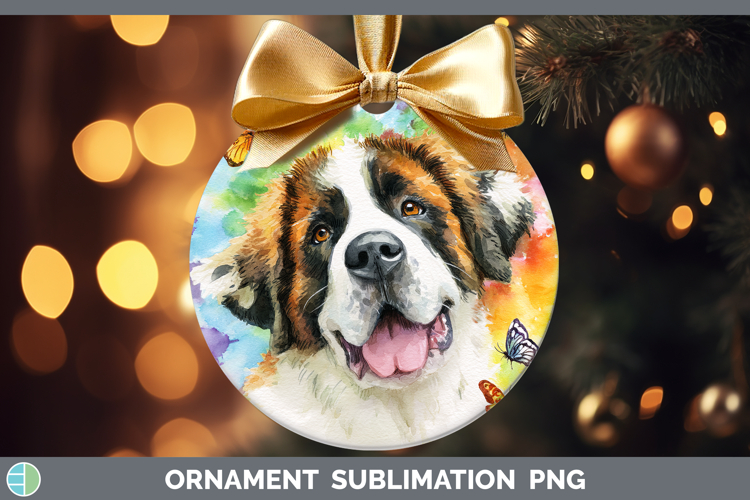 Saint Bernard Dogs 01 Tie Dye Ornament Sublimation Design