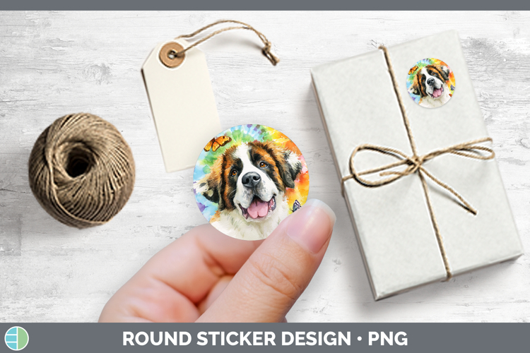Saint Bernard Dogs 01 Tie Dye Stickers Design
