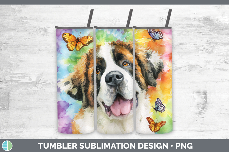 Saint Bernard Dogs 01 Tie Dye Tumbler Sublimation Design