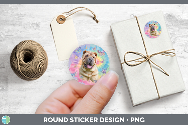 Shar Pei Dogs 01 Tie Dye Stickers Design