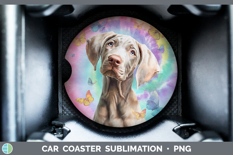 Weimaraner Dogs 01 Tie Dye Car Coaster Sublimation Design