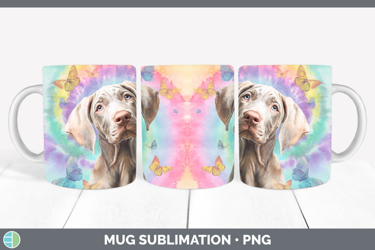 Weimaraner Dogs 01 Tie Dye Mug Wrap Sublimation Design