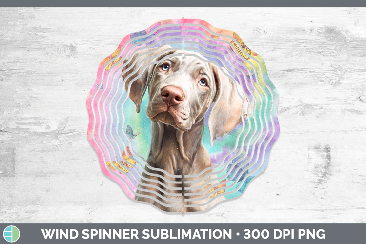 Weimaraner Dogs 01 Tie Dye Wind Spinner Sublimation Design