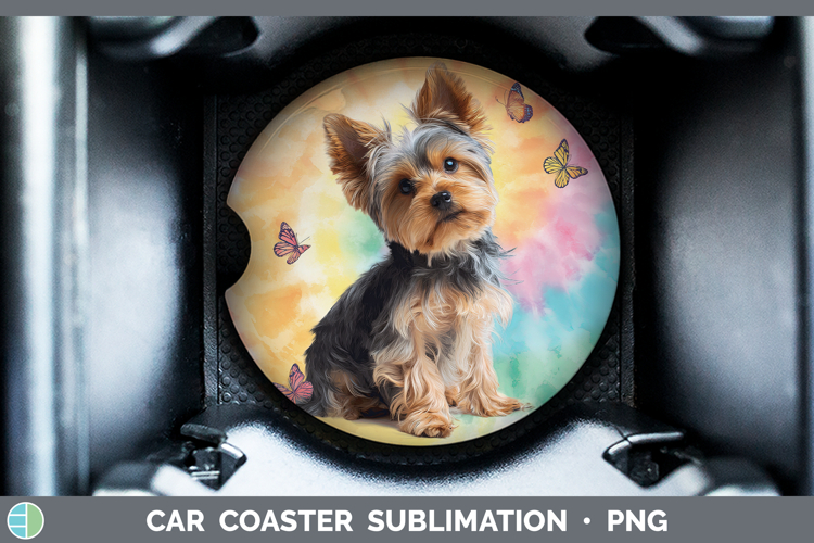 Yorkshire Terrier Dogs 01 Tie Dye Car Coaster Sublimation De
