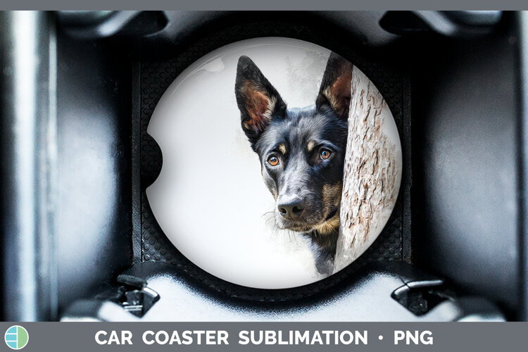 GorgeousDogs 01 Tree Peek Car Coaster design.