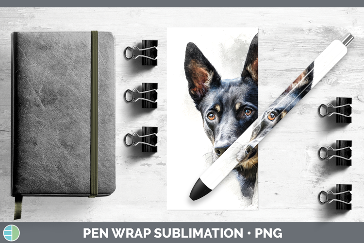Australian Kelpie Dogs 01 Tree Peek Pen Wrap Sublimation Des