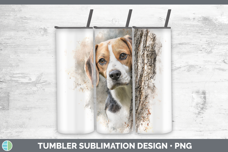 Beagle Dogs 01 Tree Peek Tumbler Sublimation Design