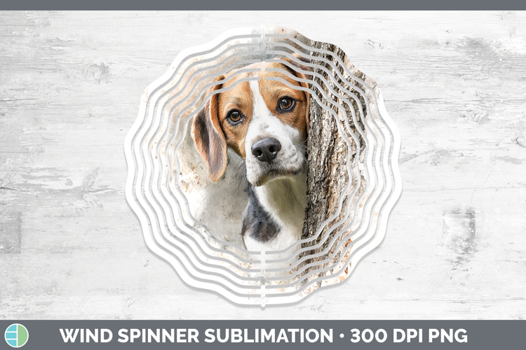 Beagle Dogs 01 Tree Peek Wind Spinner Sublimation Design