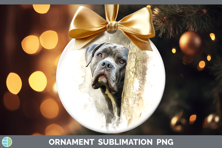 Cane Corso Dogs 01 Tree Peek Ornament Sublimation Design