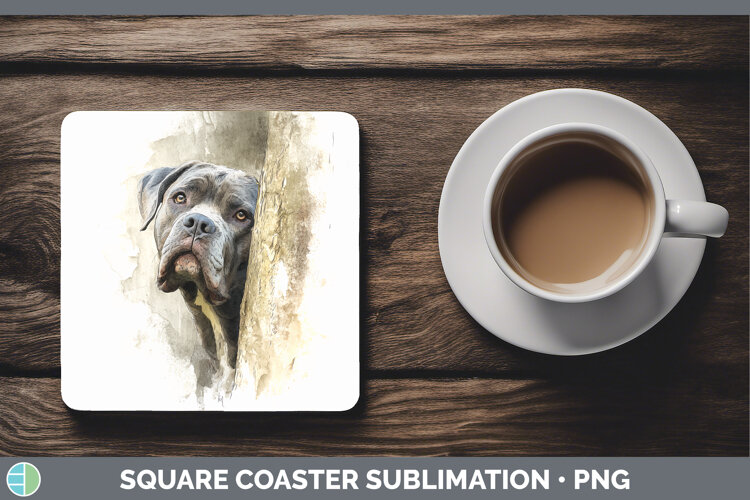 GorgeousDogs 01 Tree Peek Square Coaster design.