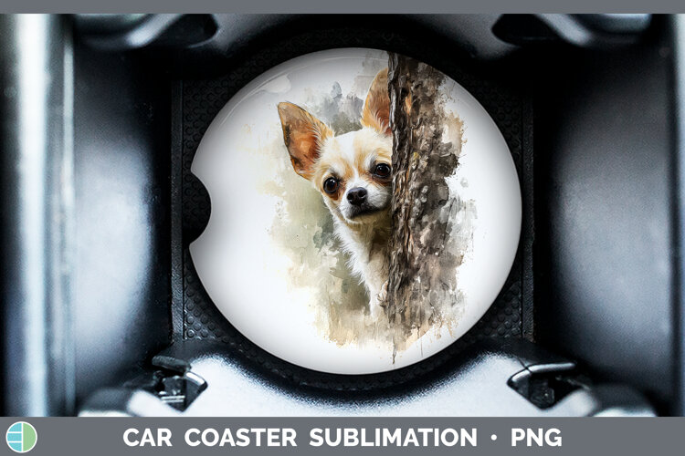 GorgeousDogs 01 Tree Peek Car Coaster design.