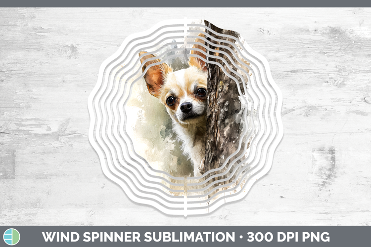 Chihuahua Dogs 01 Tree Peek Wind Spinner Sublimation Design