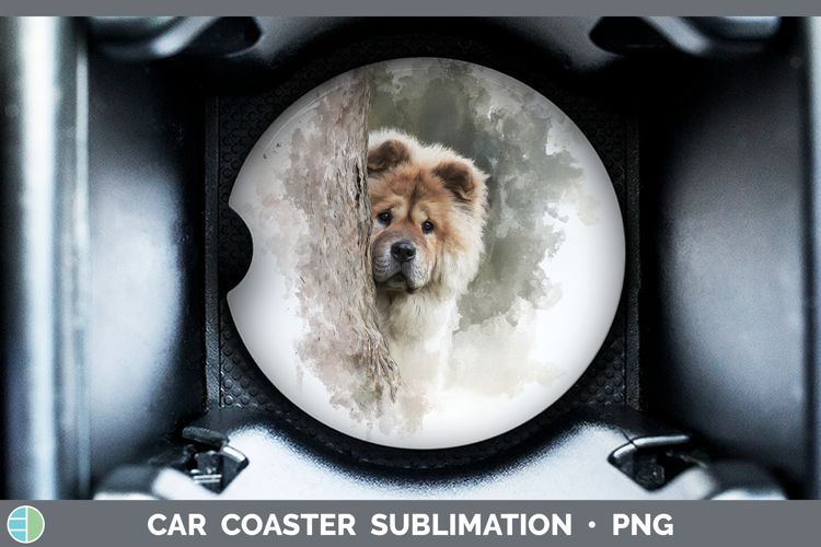 Chow Chow Dogs 01 Tree Peek Car Coaster Sublimation Design