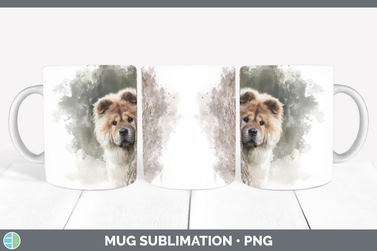 Chow Chow Dogs 01 Tree Peek Mug Wrap Sublimation Design