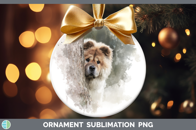 Chow Chow Dogs 01 Tree Peek Ornament Sublimation Design