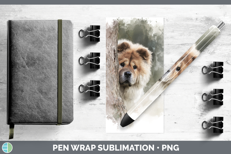 Chow Chow Dogs 01 Tree Peek Pen Wrap Sublimation Design