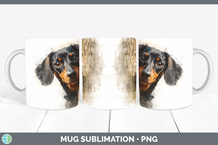 Dachshund Dogs 01 Tree Peek Mug Wrap Sublimation Design