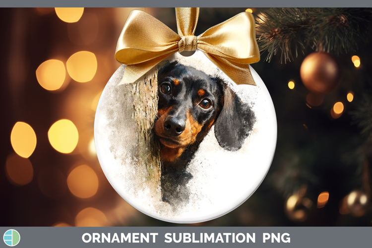 Dachshund Dogs 01 Tree Peek Ornament Sublimation Design