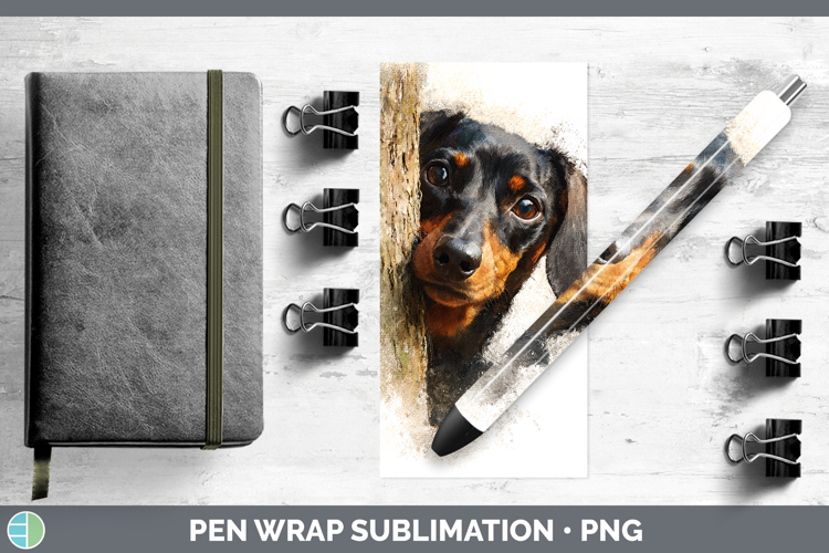 Dachshund Dogs 01 Tree Peek Pen Wrap Sublimation Design