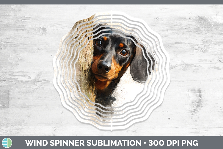 Dachshund Dogs 01 Tree Peek Wind Spinner Sublimation Design