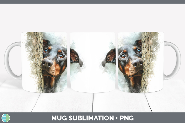 Doberman Pinscher Dogs 01 Tree Peek Mug Wrap Sublimation Des