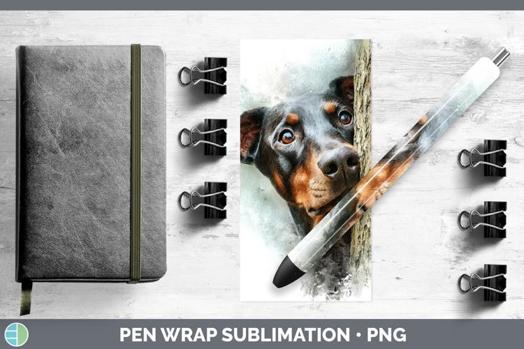 Doberman Pinscher Dogs 01 Tree Peek Pen Wrap Sublimation Des