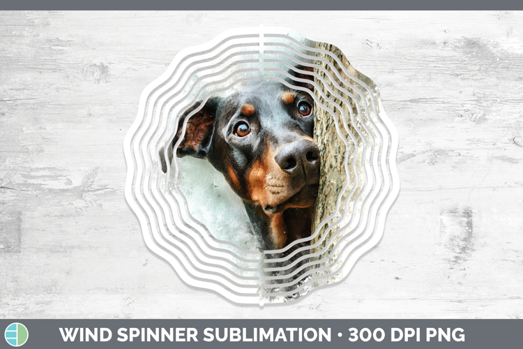 Doberman Pinscher Dogs 01 Tree Peek Wind Spinner Sublimation