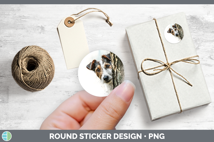 Fox Terrier Dogs 01 Tree Peek Stickers Design