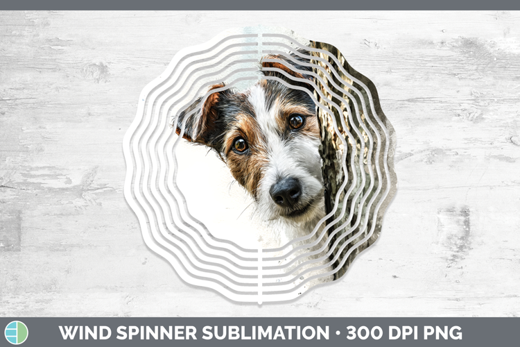 Fox Terrier Dogs 01 Tree Peek Wind Spinner Sublimation Desig