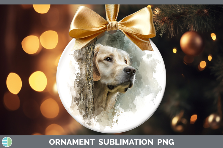 Golden Retriever Dogs 01 Tree Peek Ornament Sublimation Desi