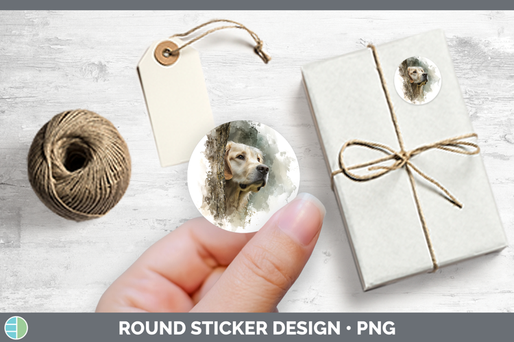 Golden Retriever Dogs 01 Tree Peek Stickers Design