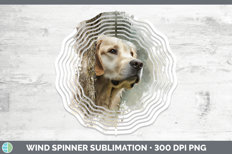 Golden Retriever Dogs 01 Tree Peek Wind Spinner Sublimation